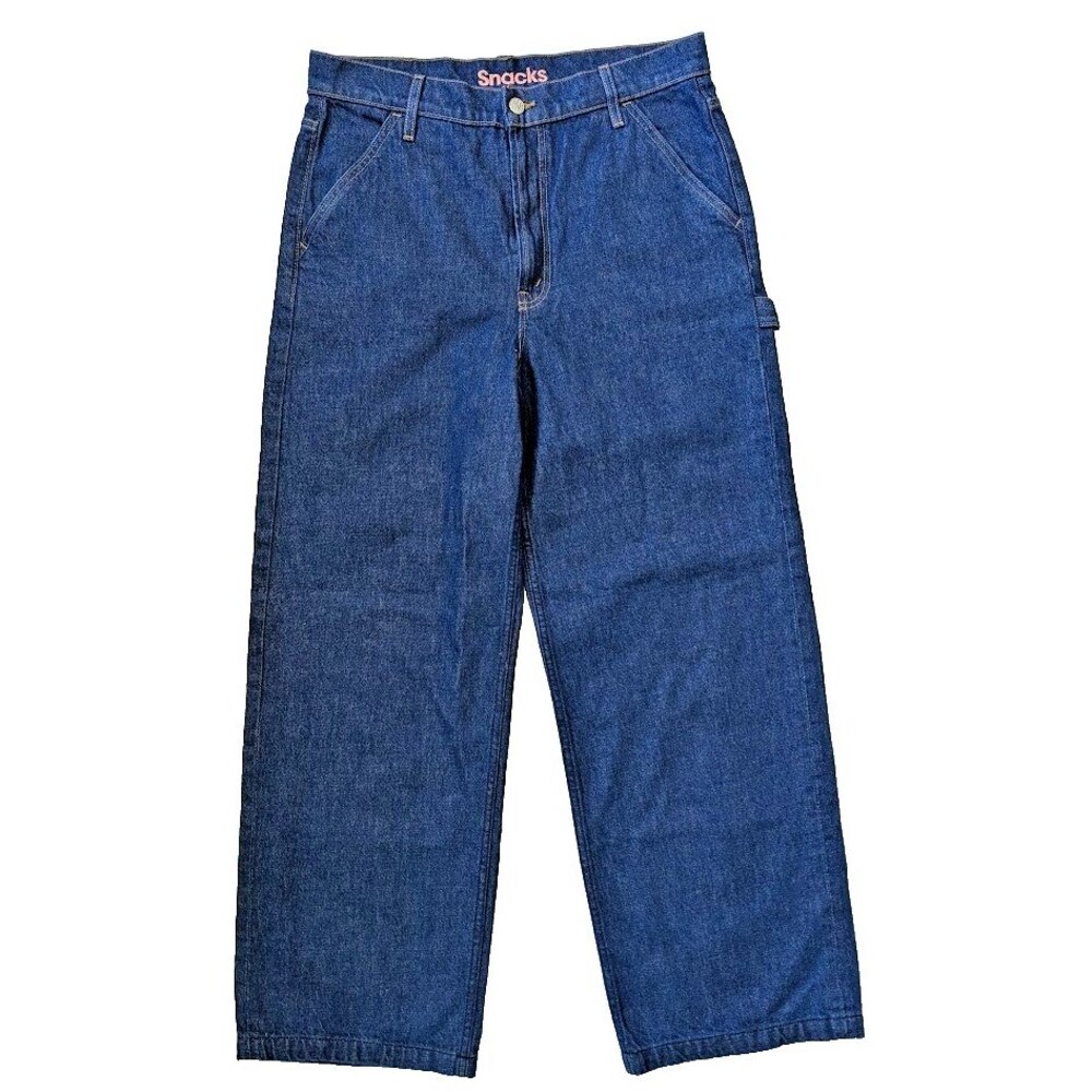 Mother Snacks High Waisted Carpenter Ankle Jeans Wide Leg Dark Wash Size 28